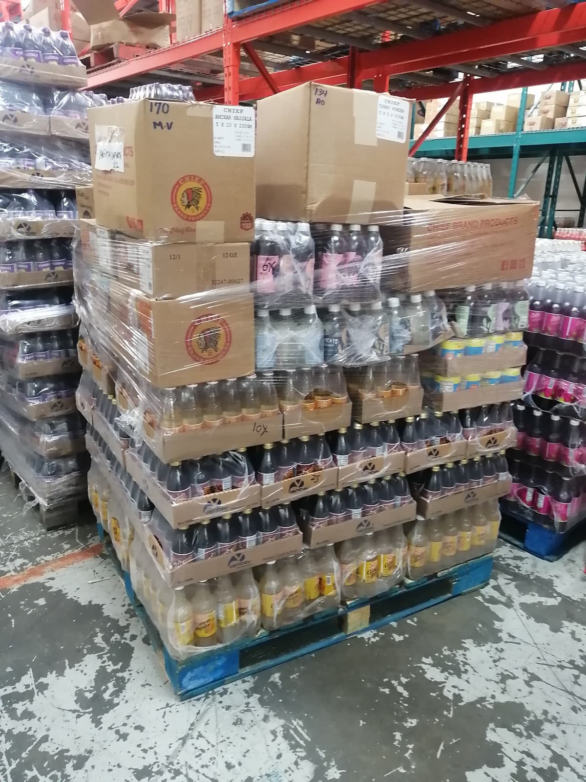 Export-ready pallet staging inside a warehouse for logistics planning