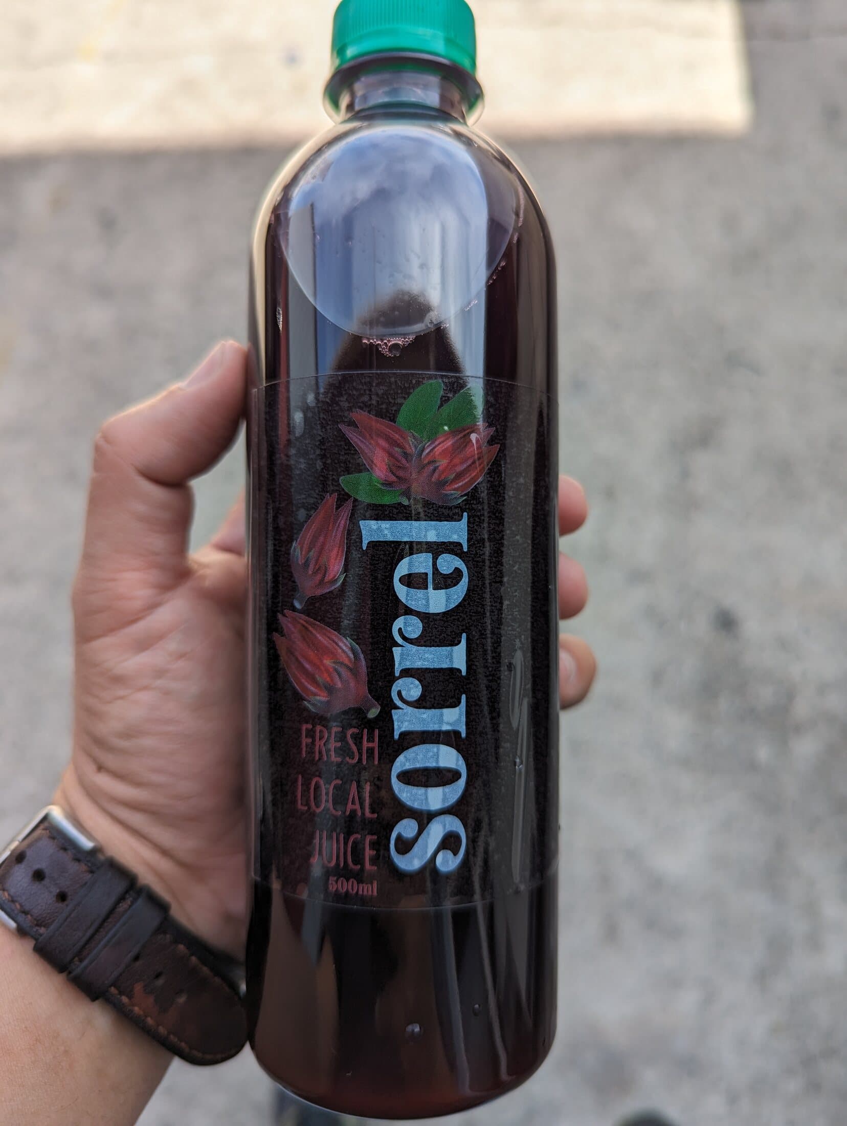 Bottled sorrel beverage photographed for buyer-facing product presentation